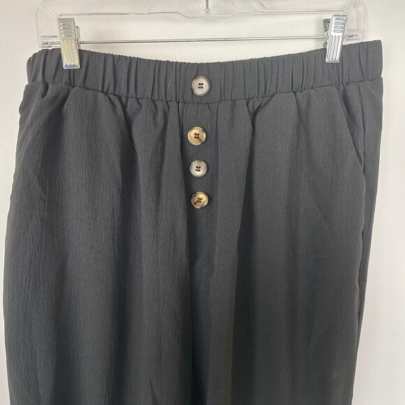 Bloomchic Pants Women's 1X Button Accent Elastic Waist Pocket Black NWT - Picture 2 of 15